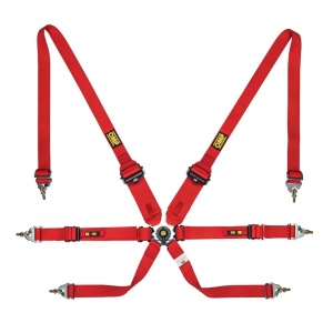OMP DA0-0205-A01-061 Safety Harness One 2", 6-point, FIA 8853-2016, Red