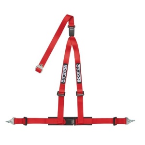 SPARCO 04608DF1RS Harness belts CLUB H-3M DUAL, 3 points, 2", ECE, snap on, red