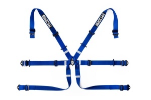 SPARCO 04819H2AZ Harness belts 2", 6 point, steel adjusters, HANS, FIA 8853-2016, blue
