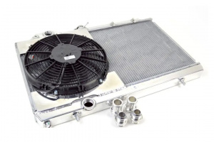 CSF RACE Mitsubishi Evo 7/8/9 Full Size Slim All-Aluminum Radiator w/ 12in SPAL Fan - Img 2