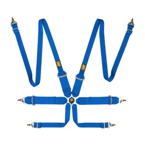 OMP DA0-0204-B02-041 Safety Harness First 3+2 Pull Up, 2/3-3-2 ", 6-Point, FIA 8853-2016, Blue