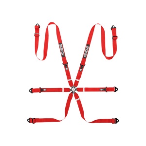 SPARCO BRN0081B0R0100N Safe Harness Competition H-2PU, 6 Point, Red
