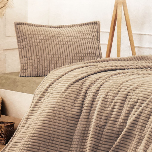 Set de pătura + 1 fata de perna Merinos Modern Line, 2 piese, bej