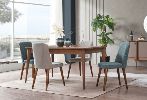 Set Masa dining extensibila Retro, L1590/1990 xl 950 xh 780 mm + 6 scaune Retro