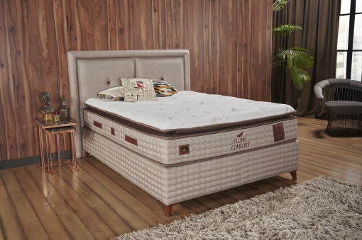 Set Pat tapitat cu saltea inclusa Plume Comfort