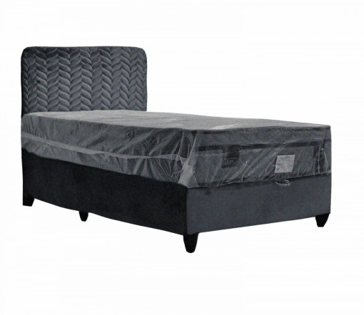 Set Pat tineret Athletic + saltea 100x 200 cm, gri , stofa