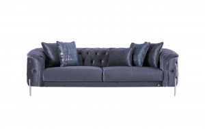 Canapea extensibila DLC , CROM 3 locuri, stofa fina , albastru deschis, L 242 x l 98 x H 70 cm - Img 6