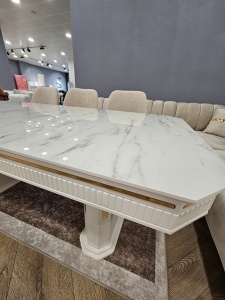 Masa MARMO, fixa, MDF alb/gold - Img 1