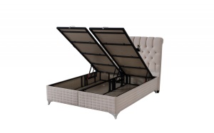 Set Pat tapitat LEXUS cu saltea si somiera incluse, CREM - Img 2