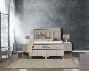 Set Pat tapitat cu saltea inclusa Wool Touch, bej, Gold