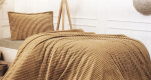 Set de pătura + 1 fata de perna Merinos Modern Line, 2 piese, camel - Img 3