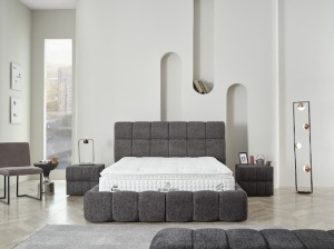 Set Pat tapitat cu saltea inclusa Bubble, gri