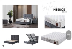 Set Pat tapitat INTENCE, cu saltea si somiera incluse - Img 2