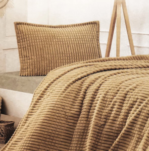 Set de pătura + 1 fata de perna Merinos Modern Line, 2 piese, camel - Img 1
