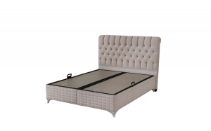 Set Pat tapitat LEXUS cu saltea si somiera incluse, CREM - Img 3