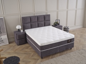 Poza lateral set pat cu saltea AMORE buzau raspberry home