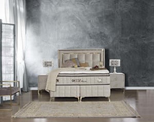 Set Pat tapitat cu saltea inclusa Wool Touch, bej, Gold - Img 1