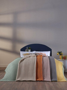Cuvertura subtire ( Waffle ), din bumbac 100%, CLARA ,200 x 220 cm, verde - Img 5