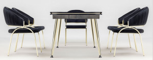 Set Masa fixa Efsane, gri marmorat/AURIU+ 8 scaune tapitate - Img 3
