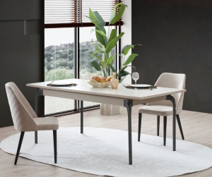 Masa LUNA extensibila,MDF alb/negru - Img 1