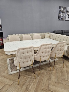 Masa MARMO, fixa, MDF alb/gold - Img 3