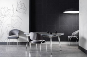 Set Masa fixa Efsane, gri marmorat/auriu + 6 scaune tapitate - Img 5