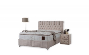 Set Pat tapitat LEXUS cu saltea si somiera incluse, CREM