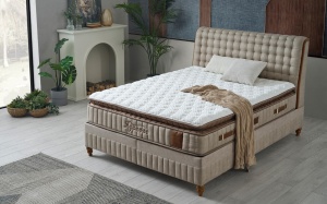 poza cu set pat hypnose in dormitor elegant buzau raspnberry home paturi de calitate buzau