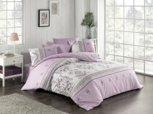 Set Lenjerie de pat cu 4 Piese, pentru pat dublu, Bumbac , Loreta