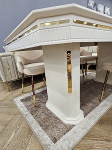 Masa MARMO, fixa, MDF alb/gold - Img 5