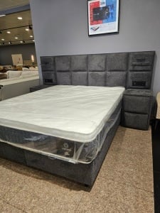 Set Pat tapitat Amore, gri, cu unitati cu lumini si saltea inclusa - Img 1