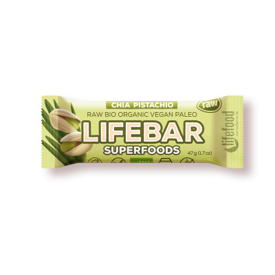 Lifebar plus baton cu chia, orz verde si fistic raw eco 47g