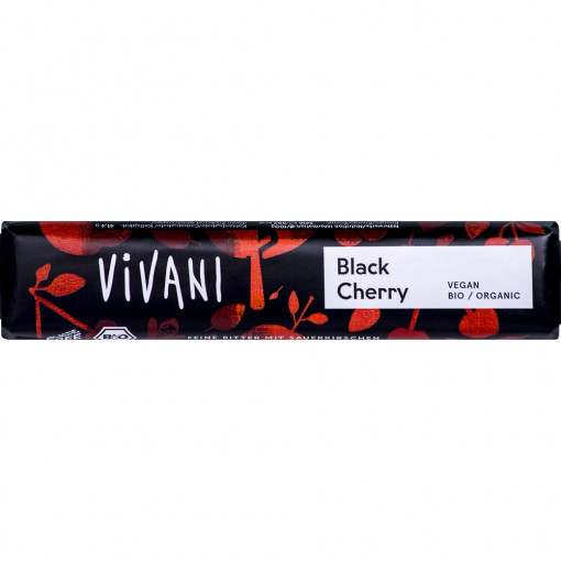 Baton de ciocolata amaruie cu visine VEGAN, Vivani, 35g