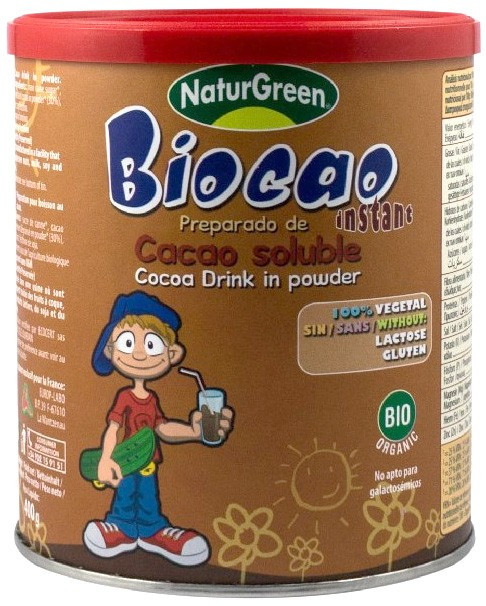 Biocao, pudra BIO de cacao instant, 400g NATUR GREEN