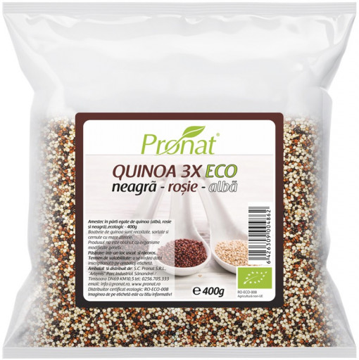 QUINOA 3X amestec BIO de quinoa (neagra, rosie si alba), 400g