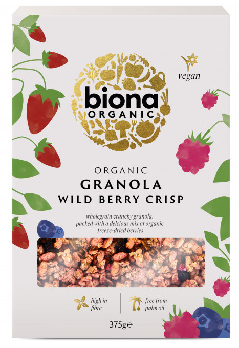 Granola cu fructe de padure, crunchy, bio 375g Biona