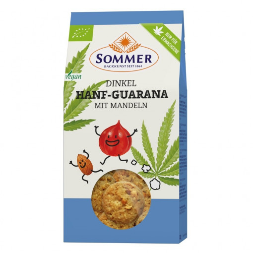 Biscuiti din spelta cu canepa guarana si migdale, Sommer-Co, 150g