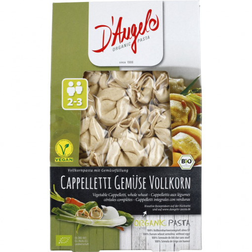 Cappelletti din cereale integrale umplute cu legume, DAngelo, 250g