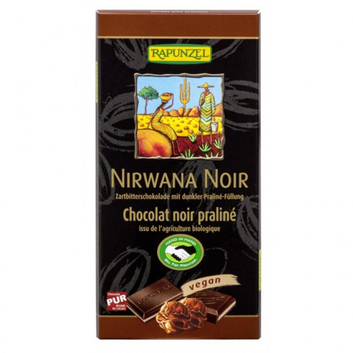 Ciocolata Bio Nirwana neagra cu praline 55% cacao, Rapunzel, 100g