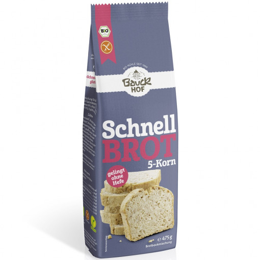 Mix din 5 cereale pentru paine rapida FARA GLUTEN, BauckHof, 475g