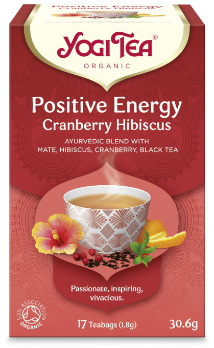 Ceai Bio ENERGIE POZITIVA Merisor si Hibiscus, 17 pliculete 30.6 g Yogi Tea