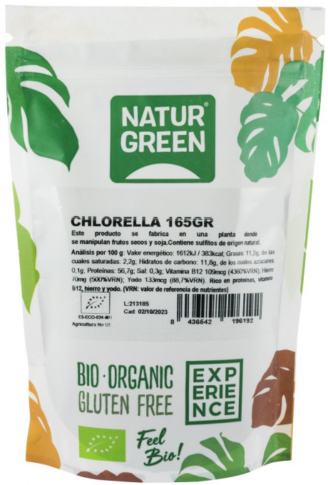 Pudra bio de Chlorella, 165 g Natur Green