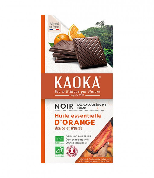 Ciocolata neagra 55% cacao cu portocale 100g, Kaoka