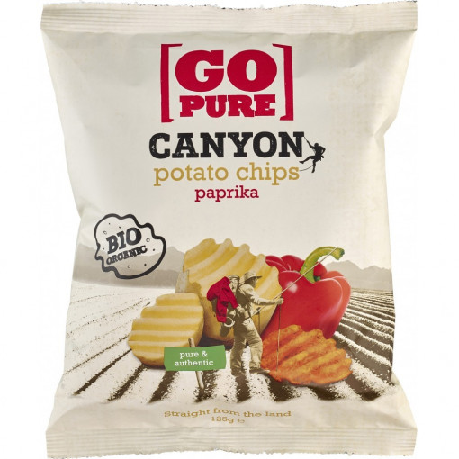 Chips-uri Canyon din cartofi cu ardei bio, GoPure, 125g