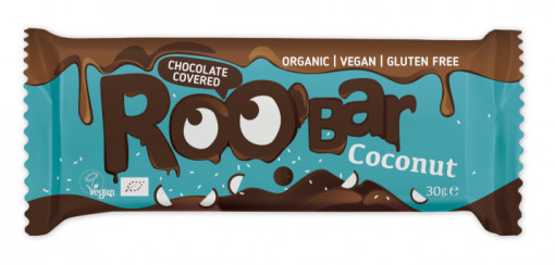 Baton cu cocos invelit in ciocolata bio 30g Roobar