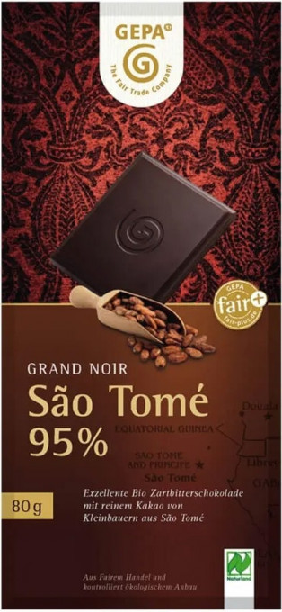Ciocolata amaruie Bio cu 95% cacao São Tomé, 80 gr Gepa