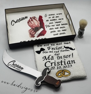 Set personalizat cu tăviță pentru bărbieritul mirelui (model 4) - Img 3