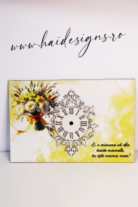 Bază decorativă pentru ceas personalizabilă – Model floral (A4/A3) - Img 3