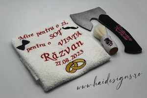Set personalizat pentru bărbieritul mirelui (model 2 roșu) - Img 2