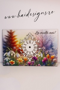 Bază decorativă pentru ceas personalizabilă – Model floral (A4/A3) - Img 6